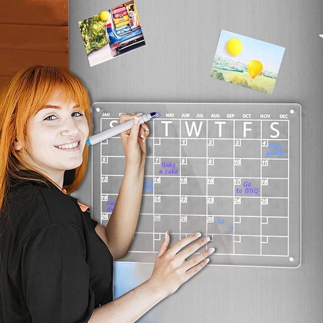 ACRYLIC MONTHLY and Weekly Calendar for Fridge with Dry Erase Set M7 12.96 PicClick