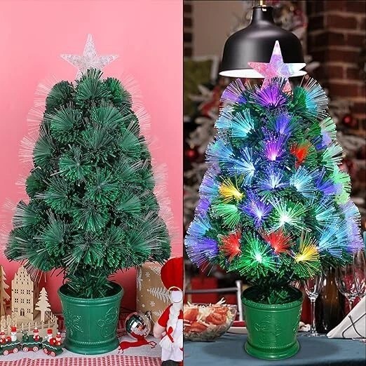 SMALL CHRISTMAS TREE 60 CM Green Fiber Optic Xmas Tree Home Office