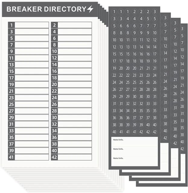 16 SHEETS BREAKER Panel Labels Electrical Sticker Numbers Adhesive WP