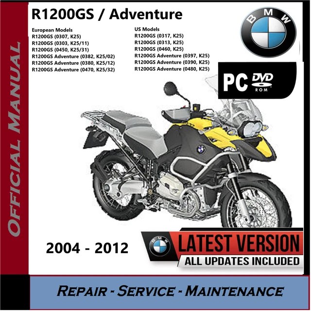 BMW R1200GS / Adventure Service Manual K25 2004 2012 DVD £