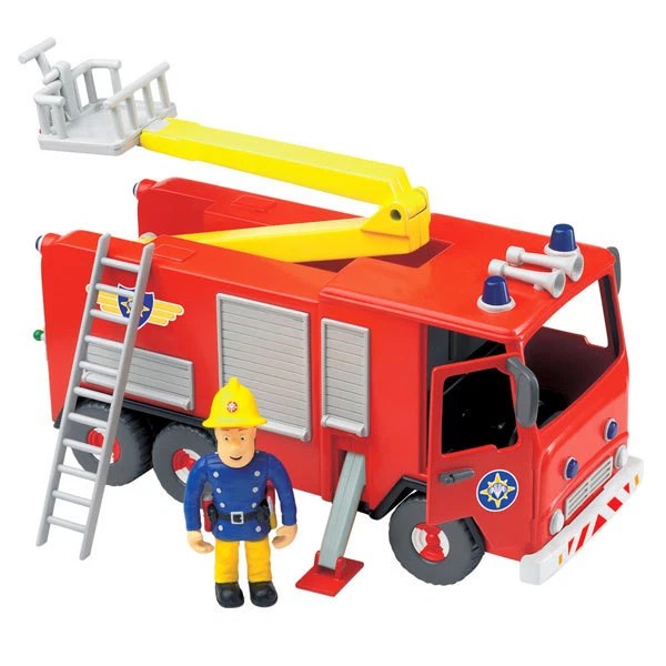 FIREMAN SAM FRICTION Action Jupiter Fire Engine With Sam Figure