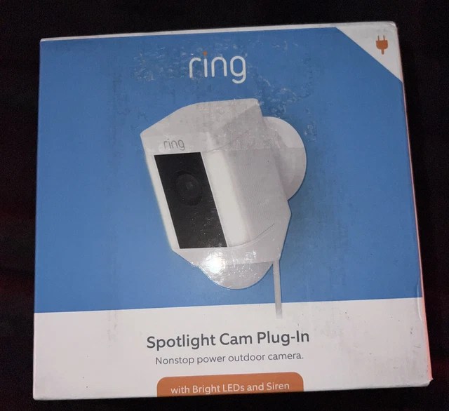 RING SPOTLIGHT CAMERA PlugIn White Outdoor Motion Sensing Night Vision