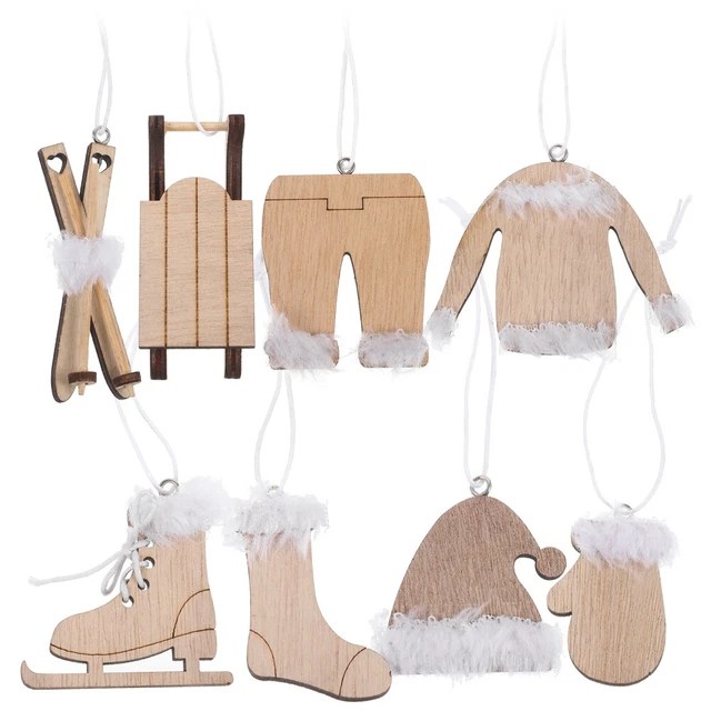 3 PACK NATIVITY Craft Rustic Tree Hanging Tag Painted Wooden Sled £14.