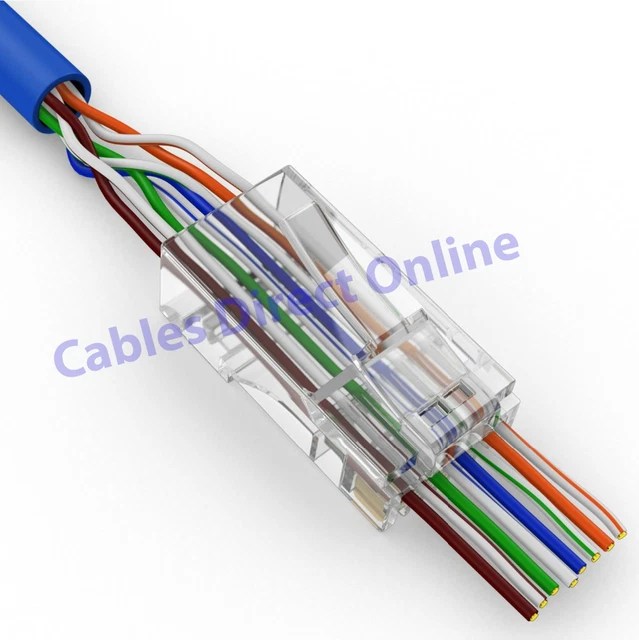 CAT6 RJ45 NETWORK Easy Plug 8P8C Cable Quick Connector End Pass Through