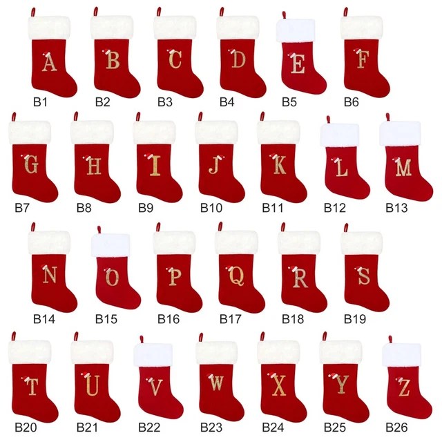 CHRISTMAS STOCKING KNIT Sock Alphabet Letters Gift Bags Xmas Tree