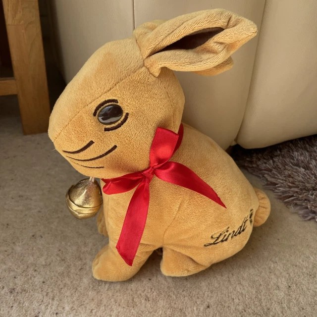 LINDT GOLDEN RABBIT Bunny Rattle Bell Zip Compartment Plush Soft Toy 11