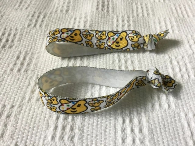 2X BBC CHILDREN in Need Pudsey Bear design elastic wristband small