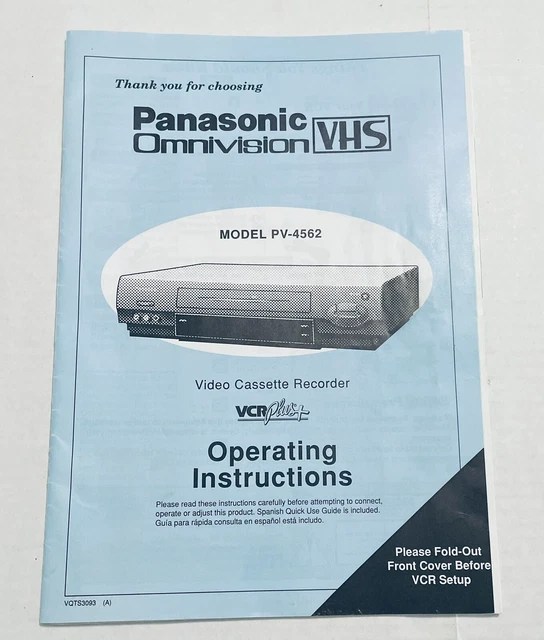 PANASONIC PV4562 VHS VCR Recorder Omnivision Operating Instructions