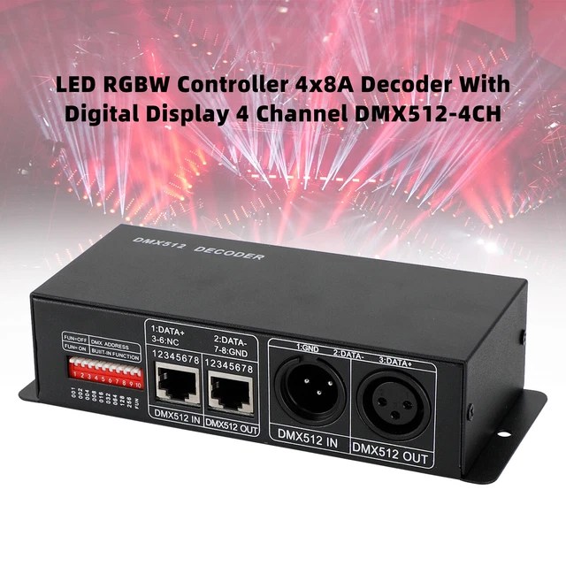 LED RGBW CONTROLLER 4x8A Decoder With Digital Display 4 Channel DMX512