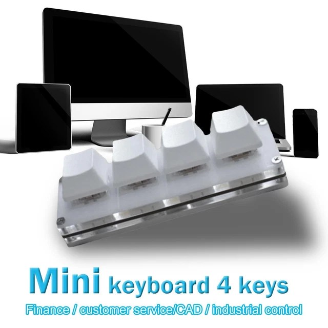 4KEY USB MINI Mechanical Keyboard DIY Custom Shortcuts &Data Cable