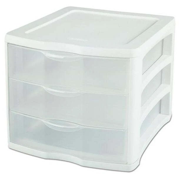 3 DRAWER PLASTIC Storage Drawers Containers Clear Rack