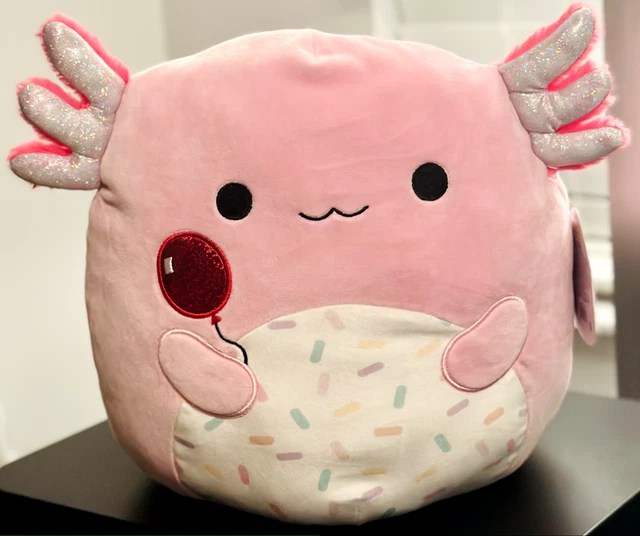 SQUISHMALLOWS ARCHIE THE Axolotl 8" Plush, Axolotl Holding Balloon