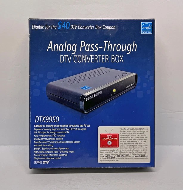 DIGITAL STREAM DTX9950 Analog PassThrough DTV Converter Box New Old