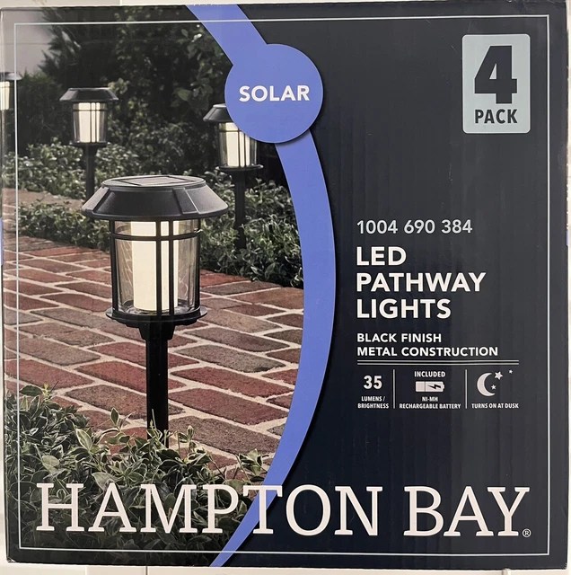 HAMPTON BAY LIGHTING Solar Black LED Outdoor Pathway Light 35 Lumens (4