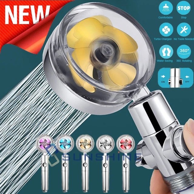 HANDHELD PROPELLER TURBO Spary Fan Hydro Jet Spinning Shower Head High