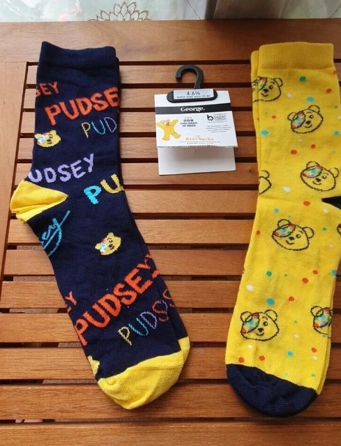 BBC CHILDREN IN Need Pudsey Bear Socks Size 46.5 (Eu 3740) 2023