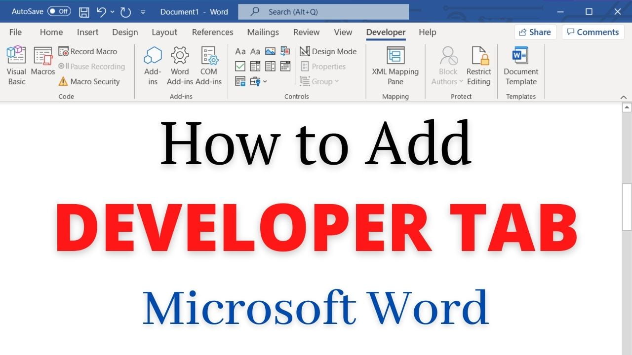 How to add developer tab in Microsoft Word [Windows] PickupBrain Be