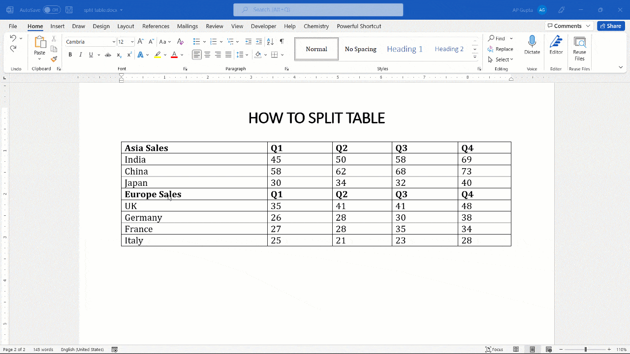 How to split table in word Word и Excel помощь в работе с программами