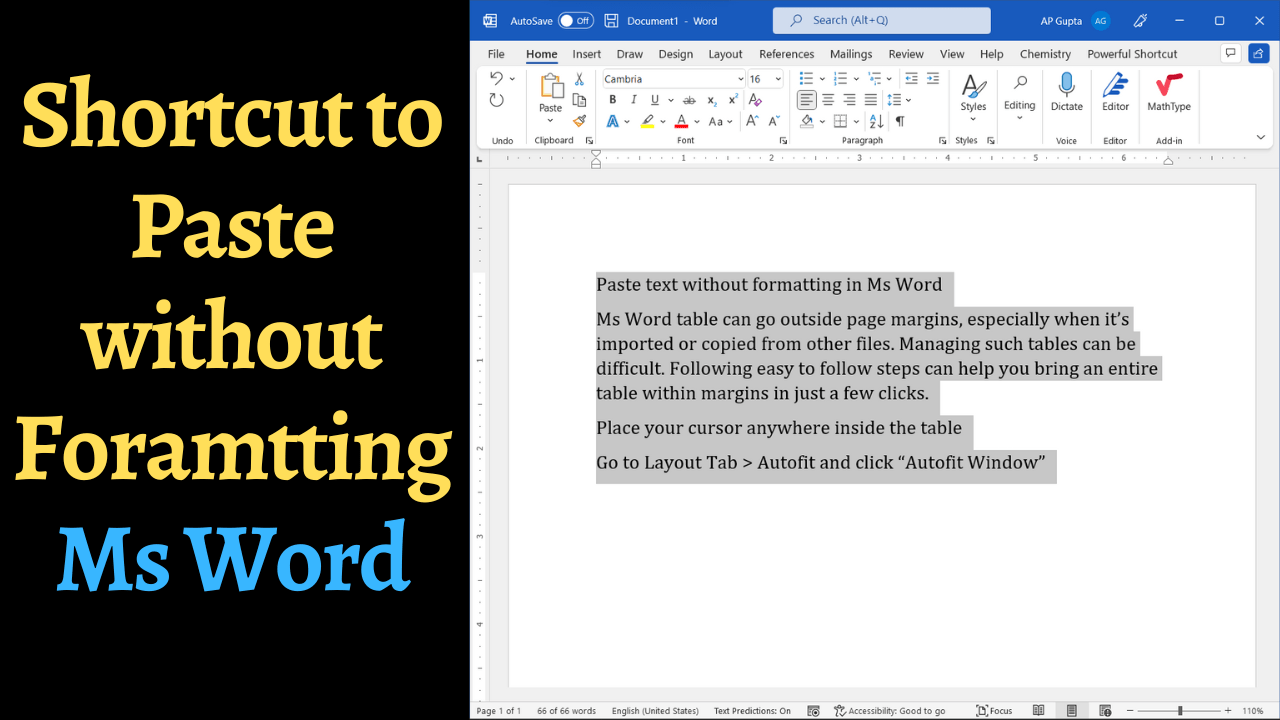Ms Word shortcut to paste without formatting PickupBrain Be Smart