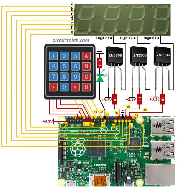 Raspberry Pi 3 Digit LED 7Segment Countdown Timer Microcontroller
