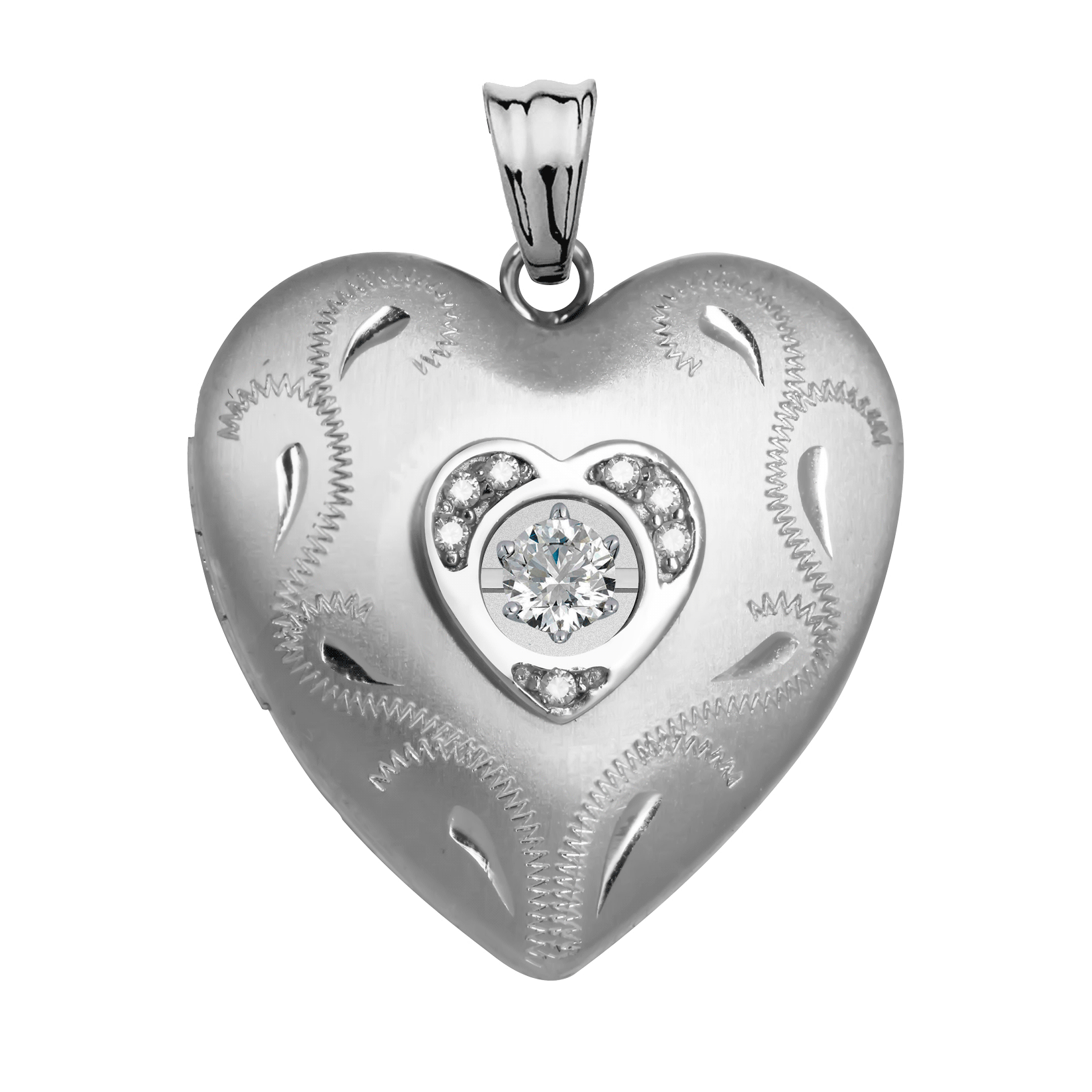 Sterling Silver ' Dancing Diamond' Heart Photo Locket PG91241