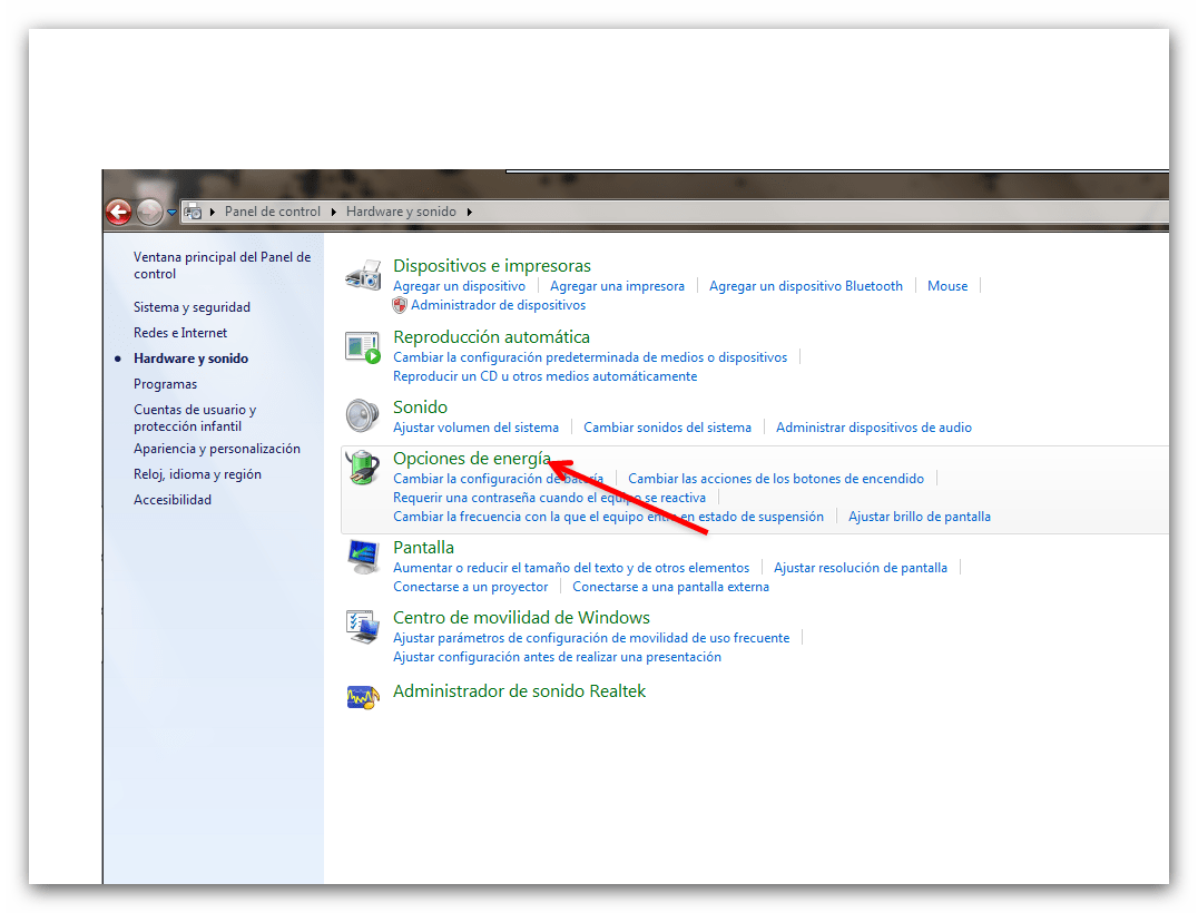 Reduce velocidad del procesador en Windows (Vista / 7