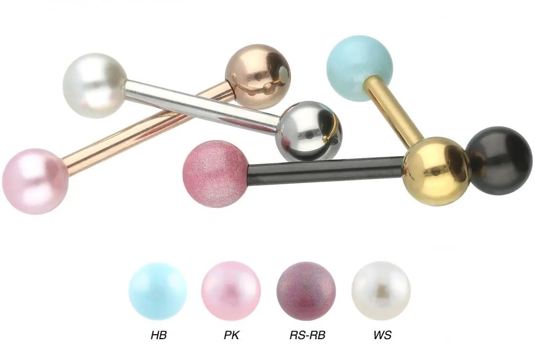 Piercing Barbell Chirurgenstahl mit einer synthetischen Perle silberfarbig schwarz goldfarbig