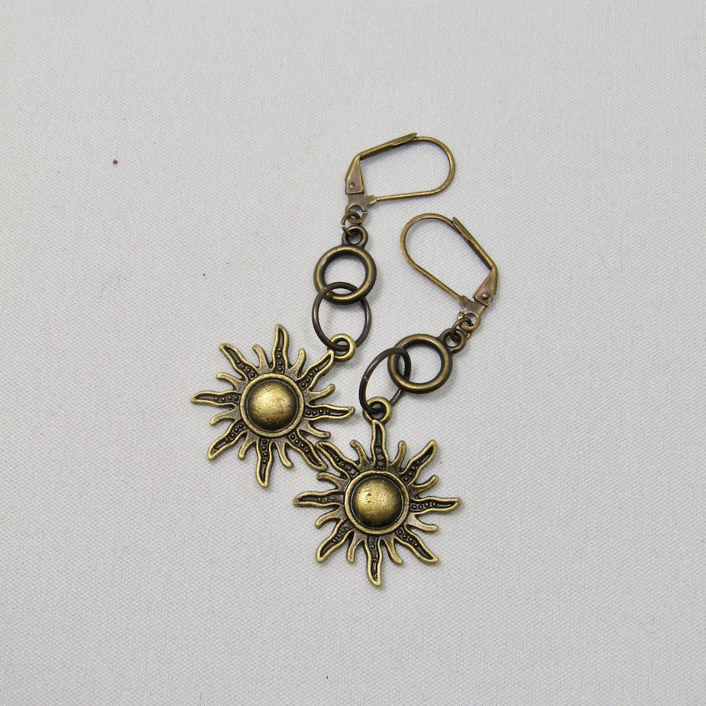 Bronze Sun Earrings Piercing Moon Creations