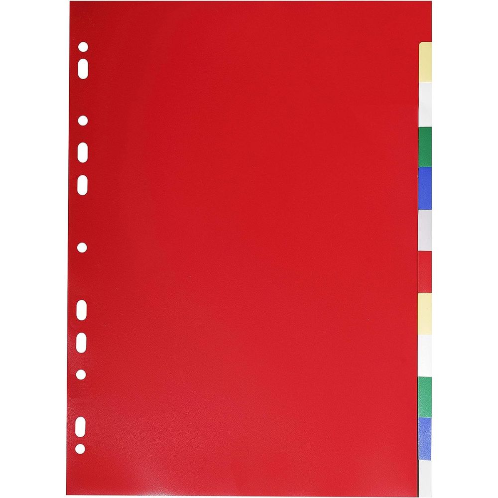 File Coloured Dividers Plastic A4 x 12 Partitions Pierre
