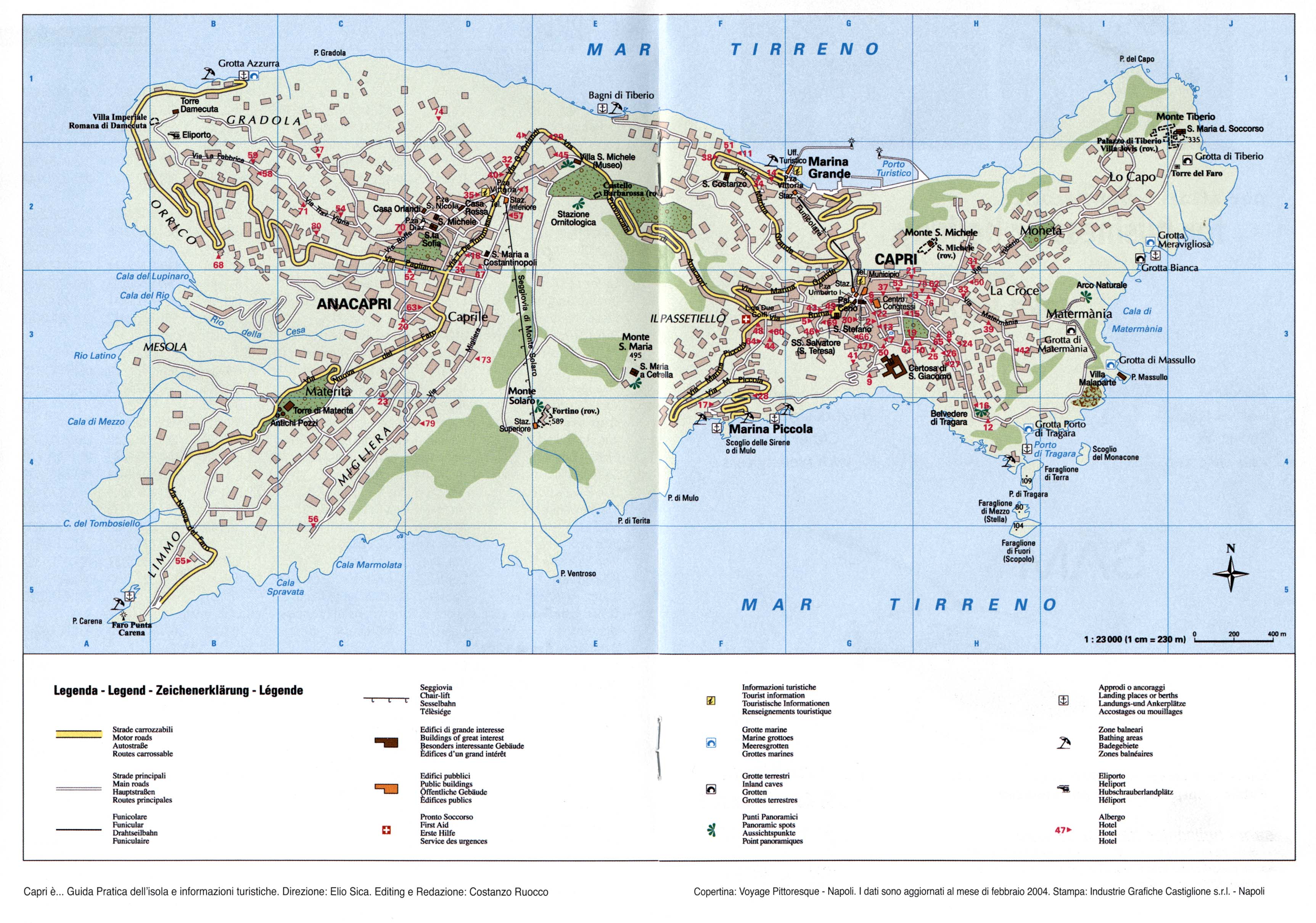 Detailed city map of Capri, street map