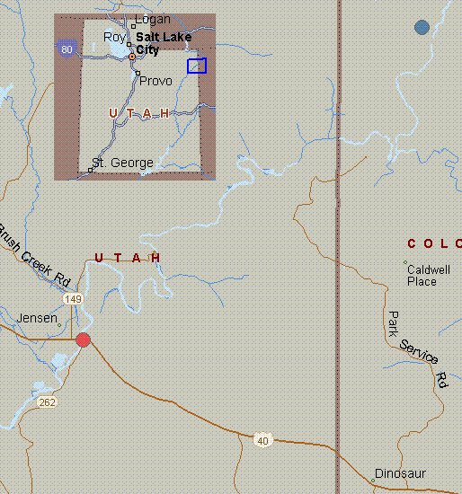 Map for Green River, Utah, white water, Canyon of Lodore Colorado to US 40