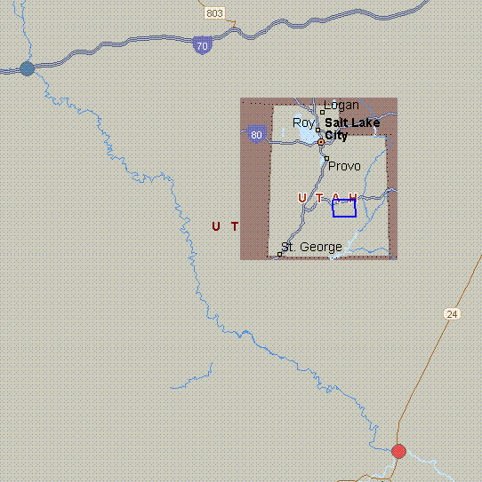 Map for Muddy Creek, Utah, white water, I70 to Hanksville