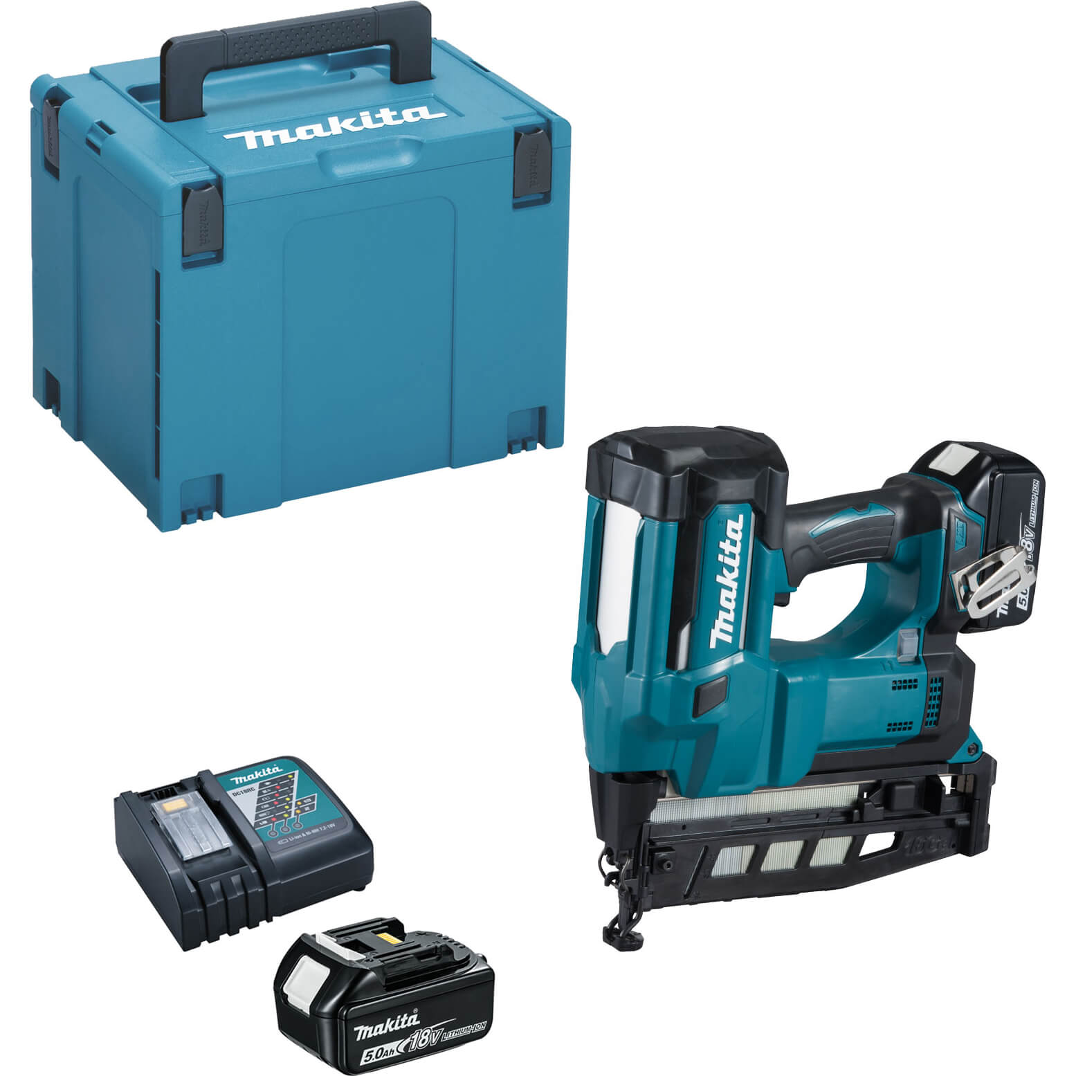 Makita Dbn600 18v Lxt Cordless 16 Gauge Finishing Nailer 2 X 5ah Liion