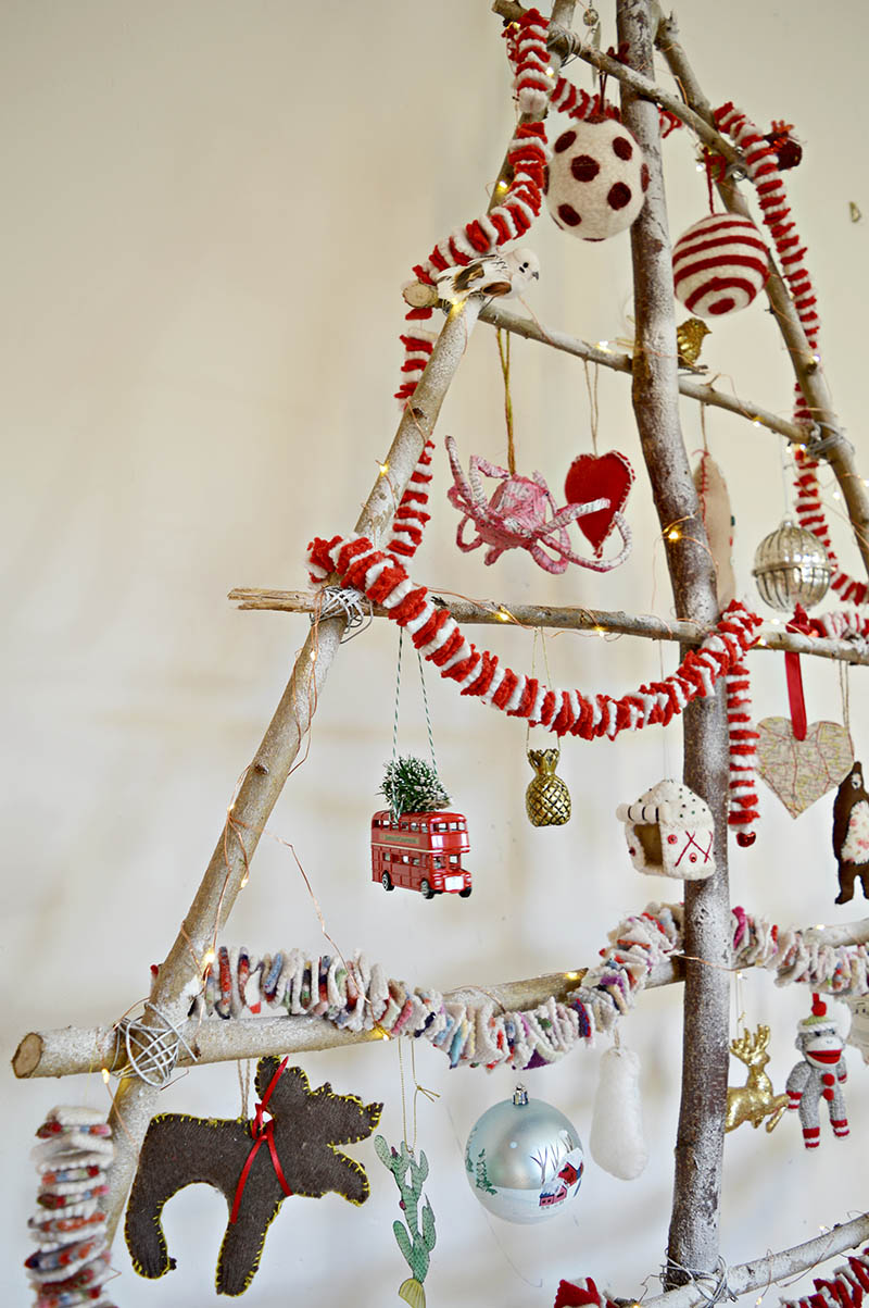How To Make A DIY Branch Christmas Tree Pillar Box Blue