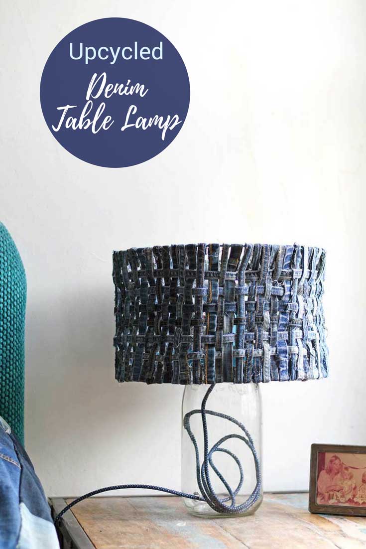 How To Make a Unique Table Lamp With A Denim Lampshade Pillar Box Blue