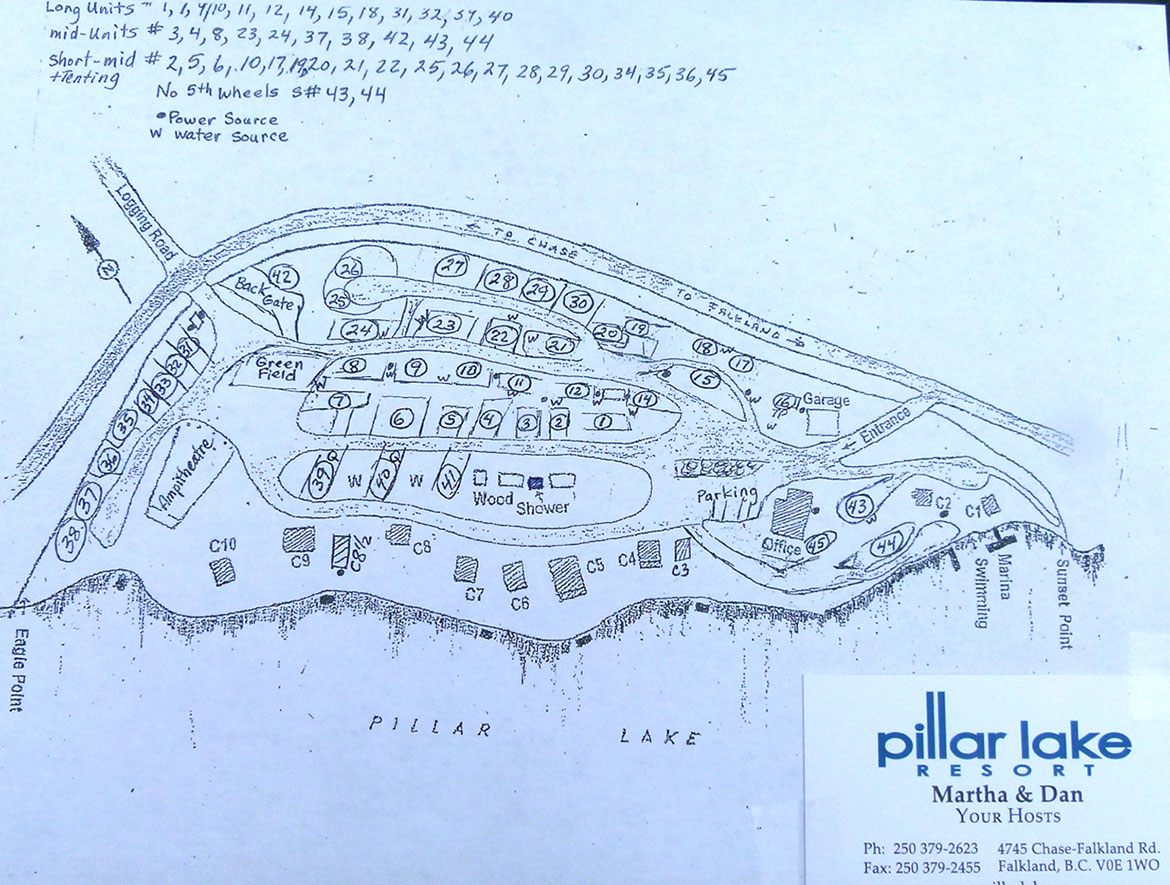 Falkland BC Camping Pillar Lake Resort