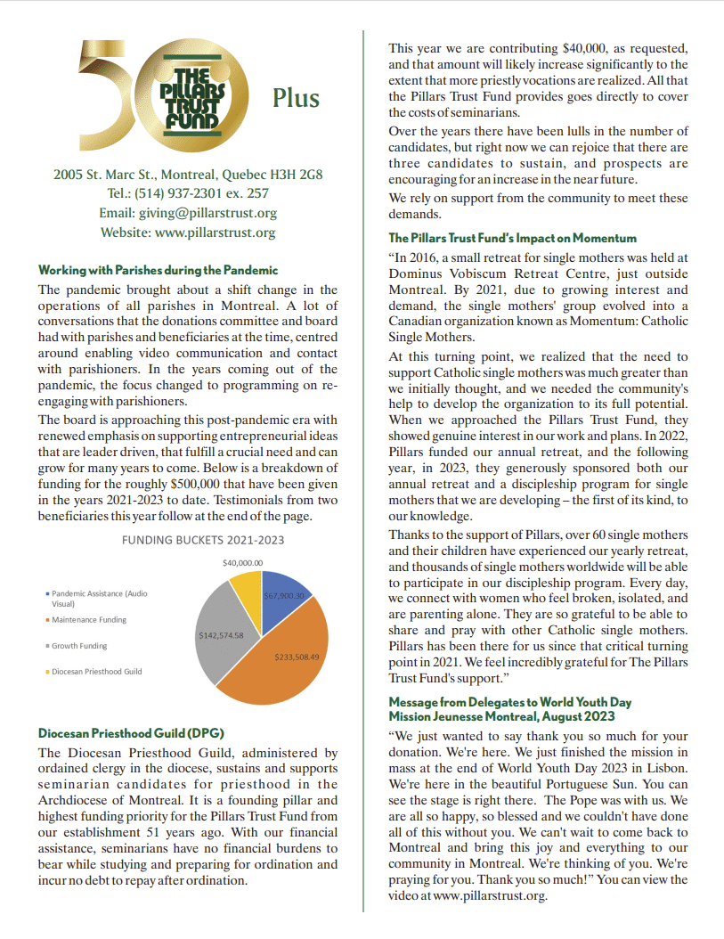 Campaign Newsletter Fall 2023 The Pillars Trust Fund