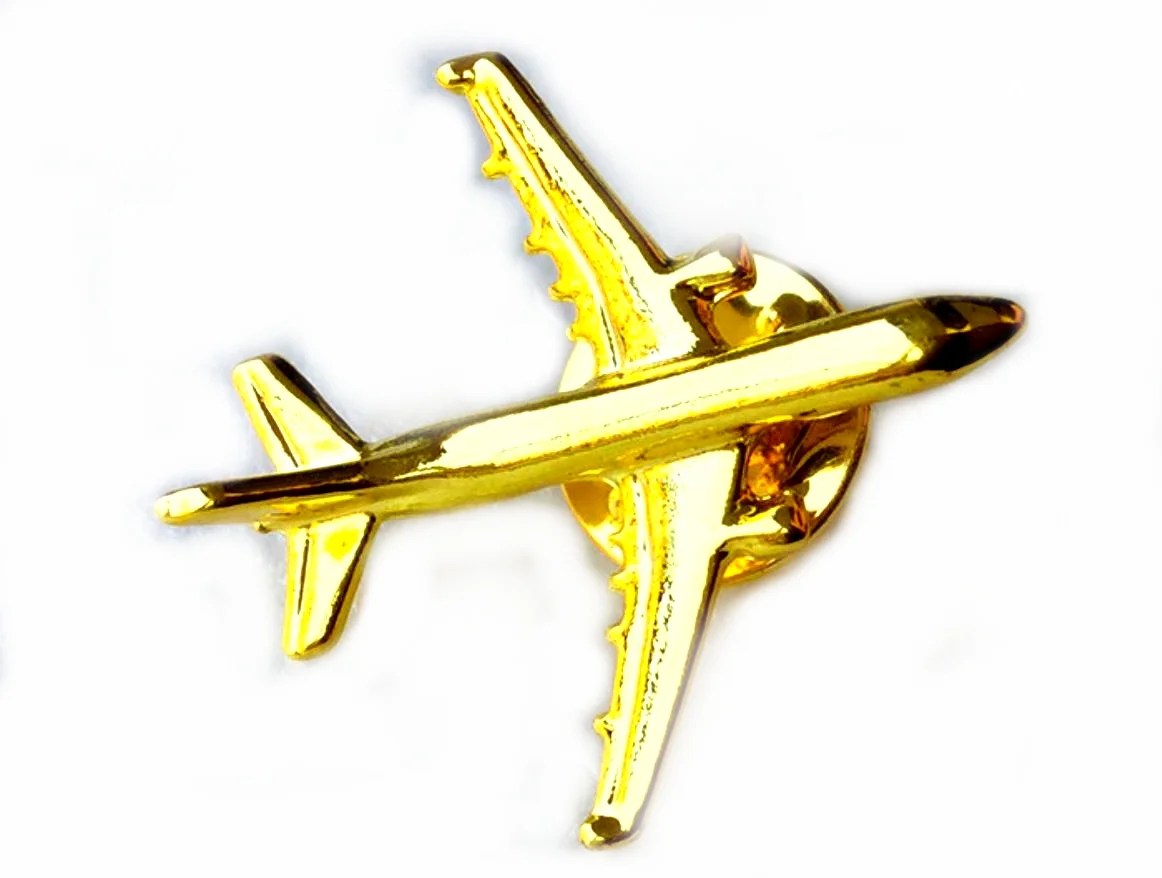A320 shaped lapel pin brooch gold for pilots Pilot High