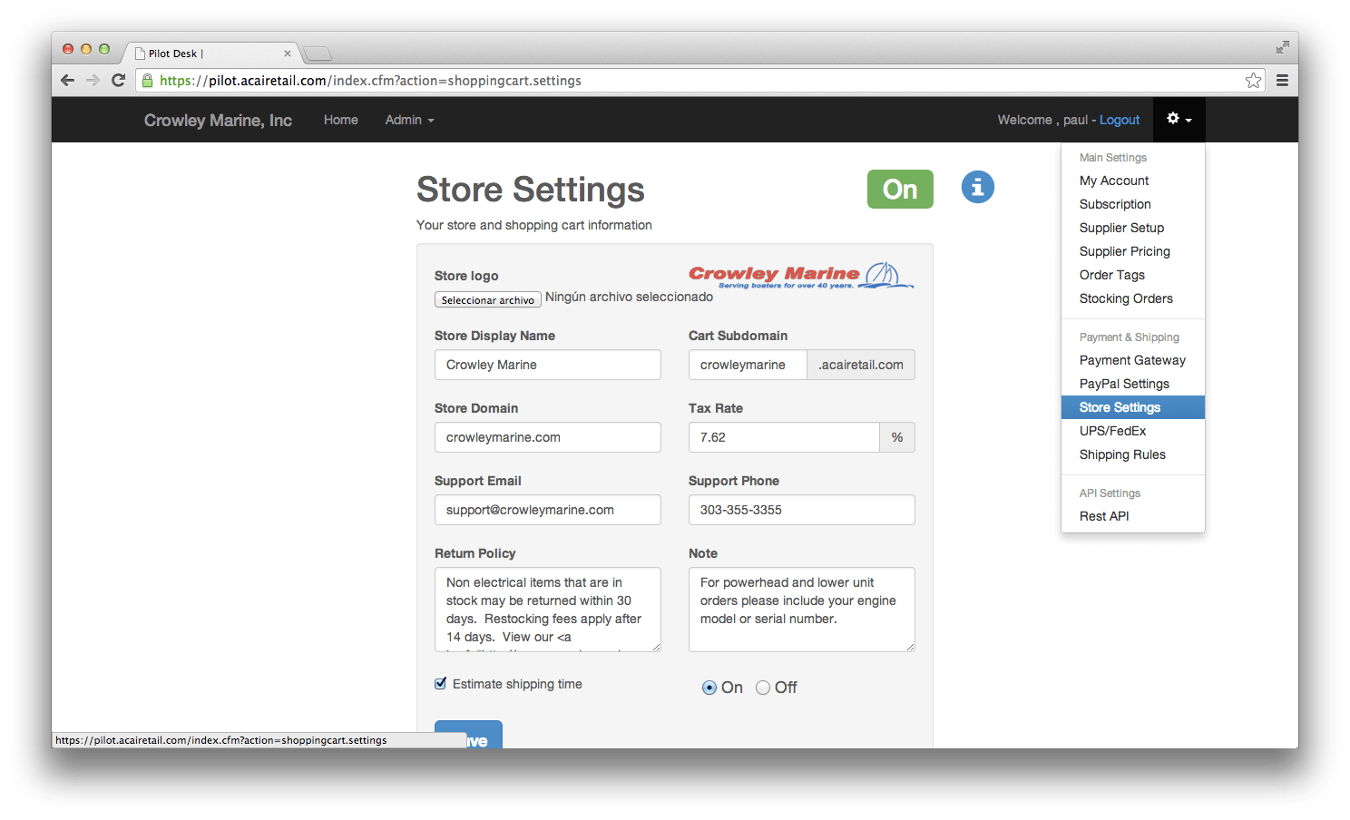 Setting up Pilot Shopping Cart Tutorials Pilot POS