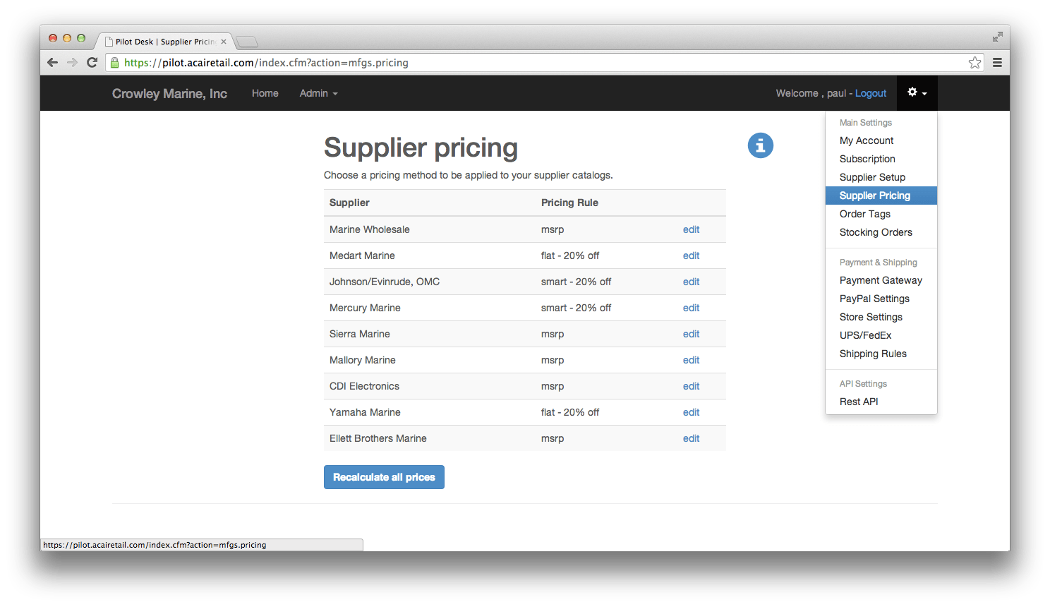 Adding custom and managed suppliers Pilot POS