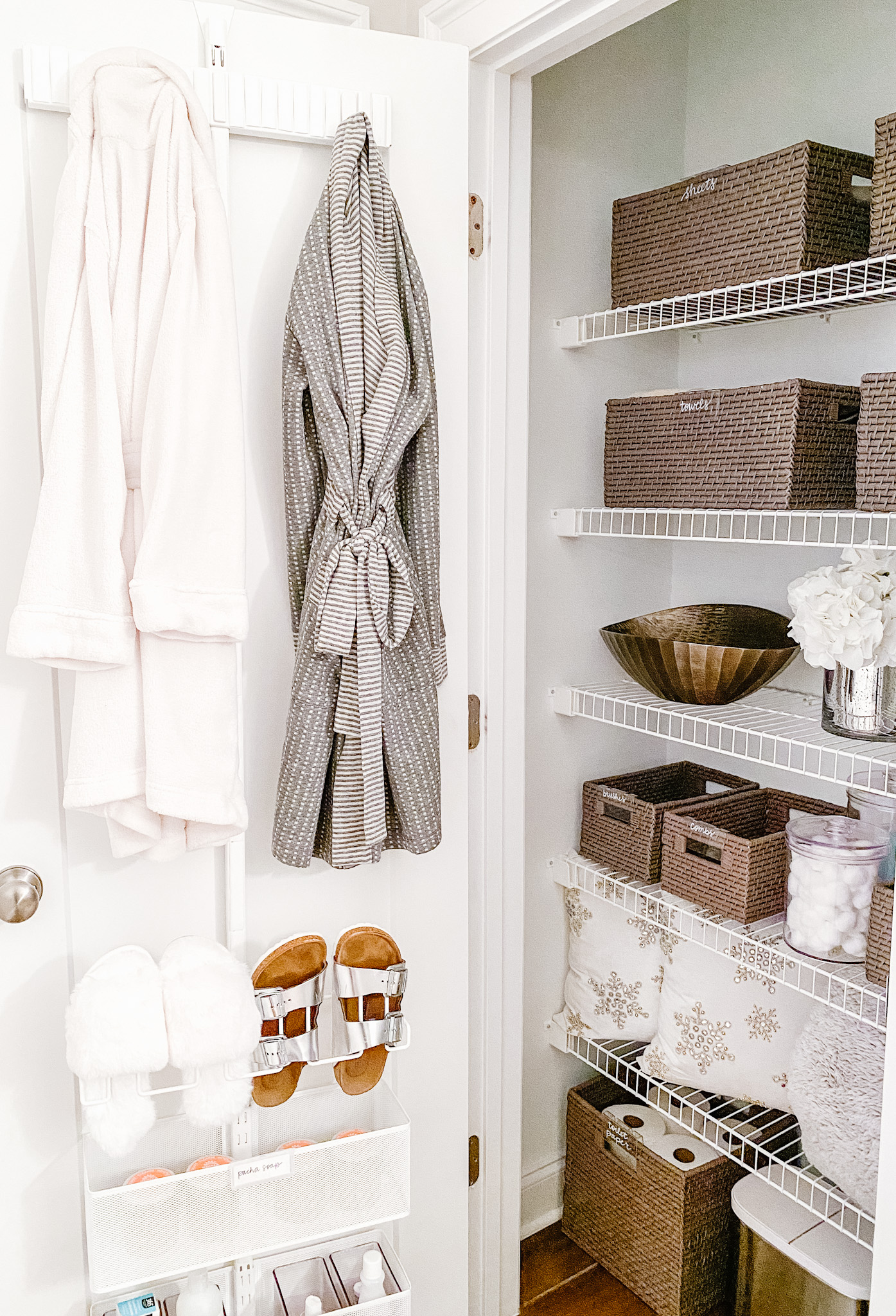 2 Ways to Organize Your Linen Closet Using an Elfa Door Rack Pinch of