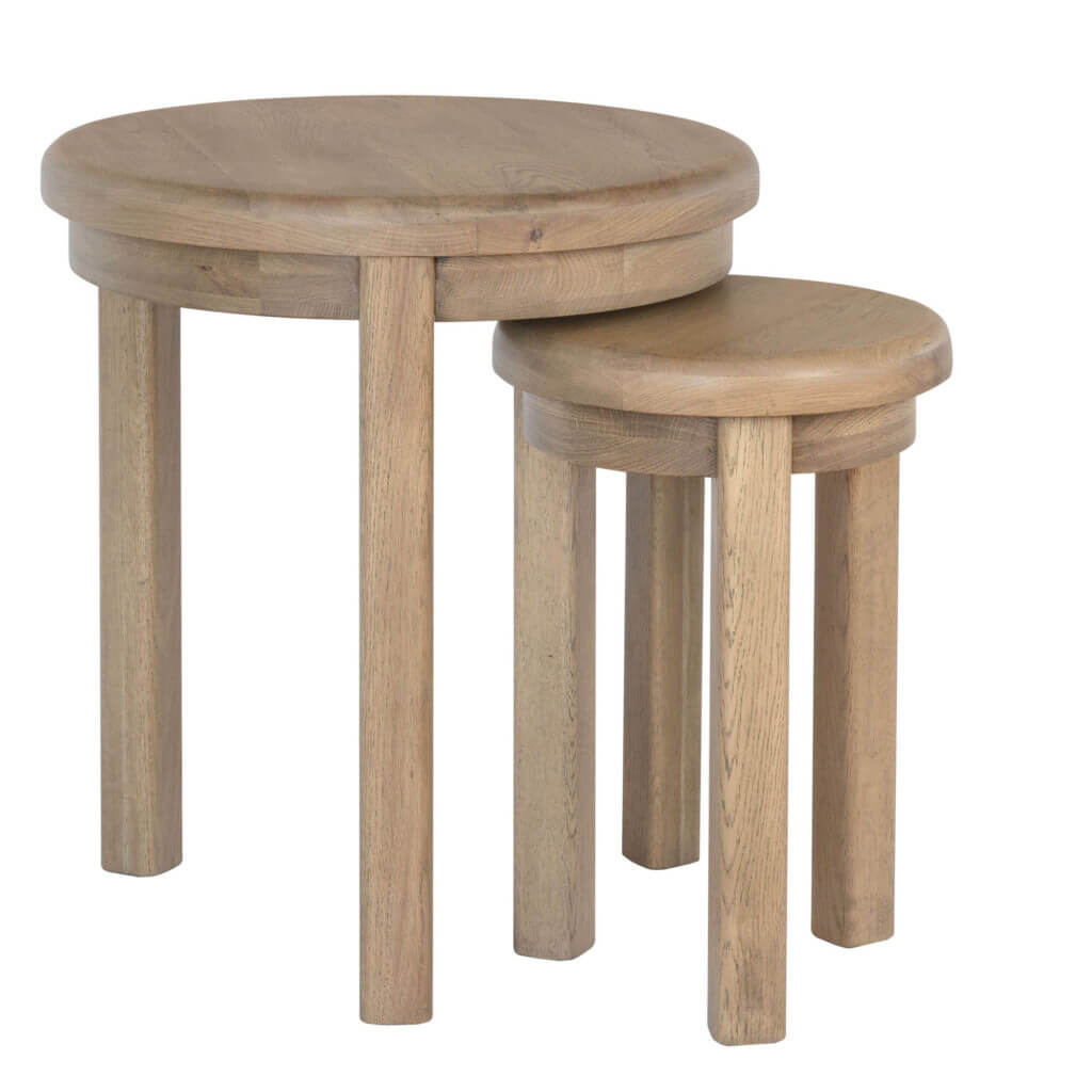 Holburn Oak Round Nest Of 2 Tables Pine and Oak