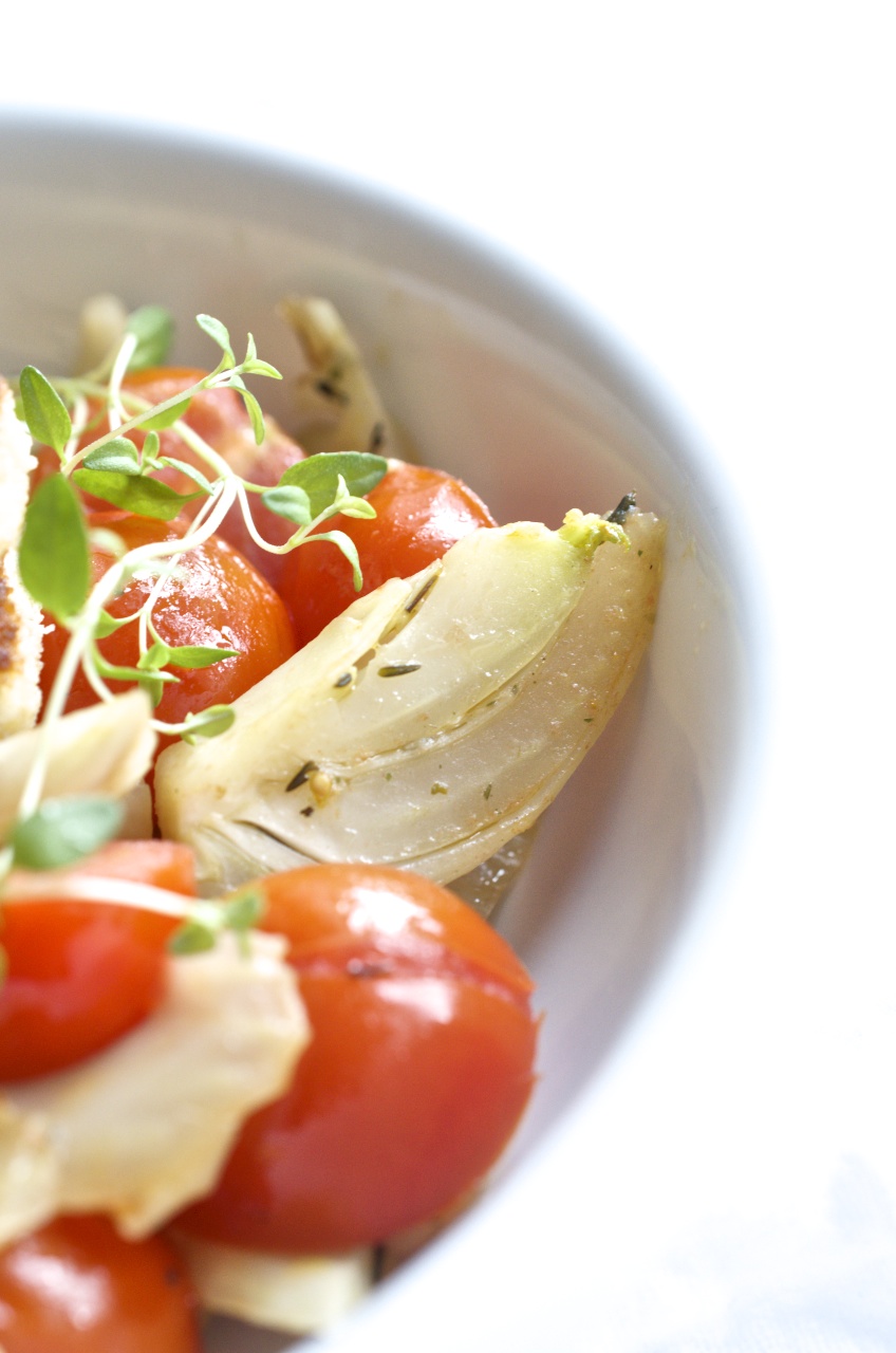 Rezept für FenchelTomatenGemüse mit gebratenem Feta