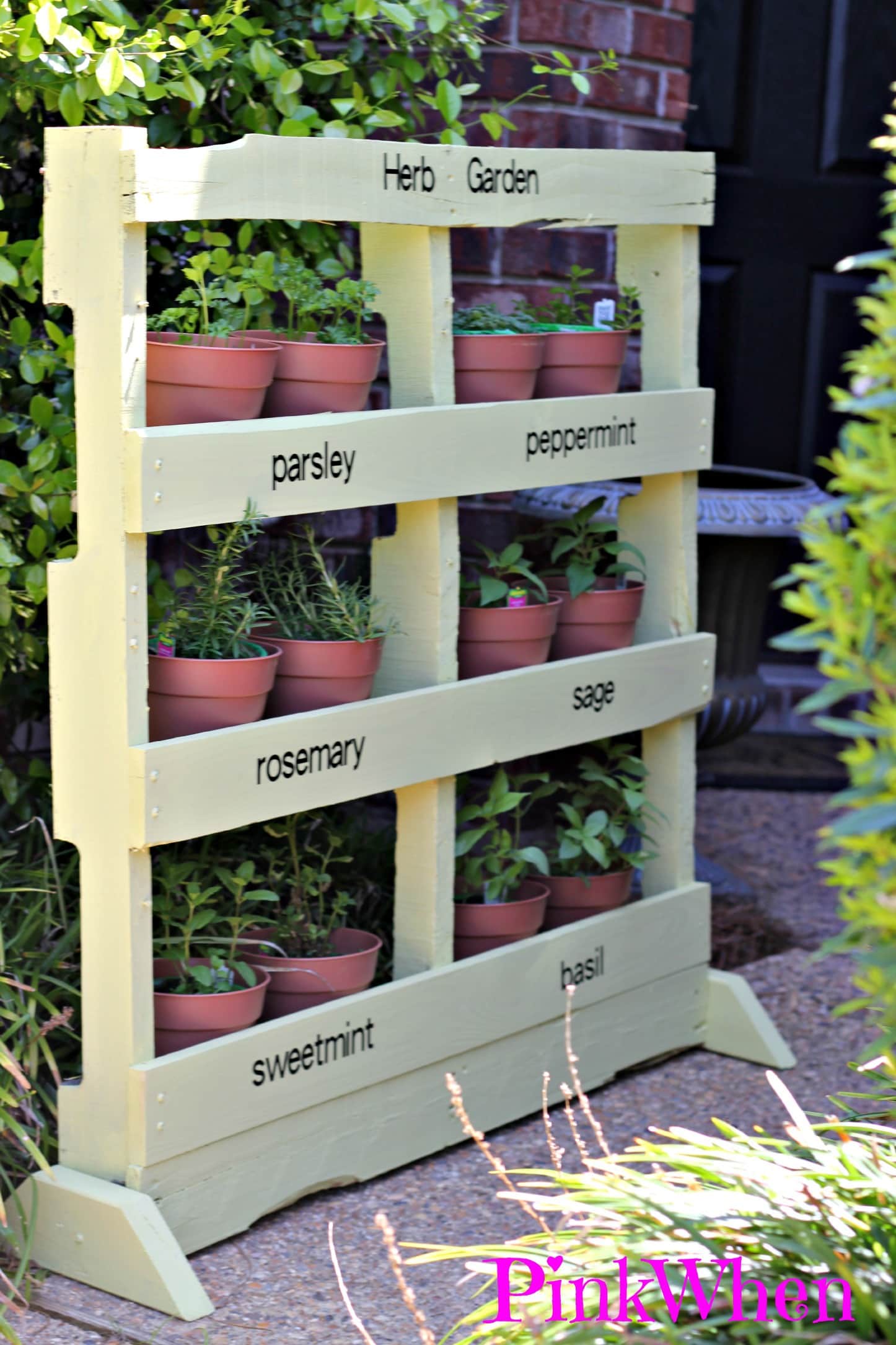 Creating a Vertical Pallet Herb Garden PinkWhen