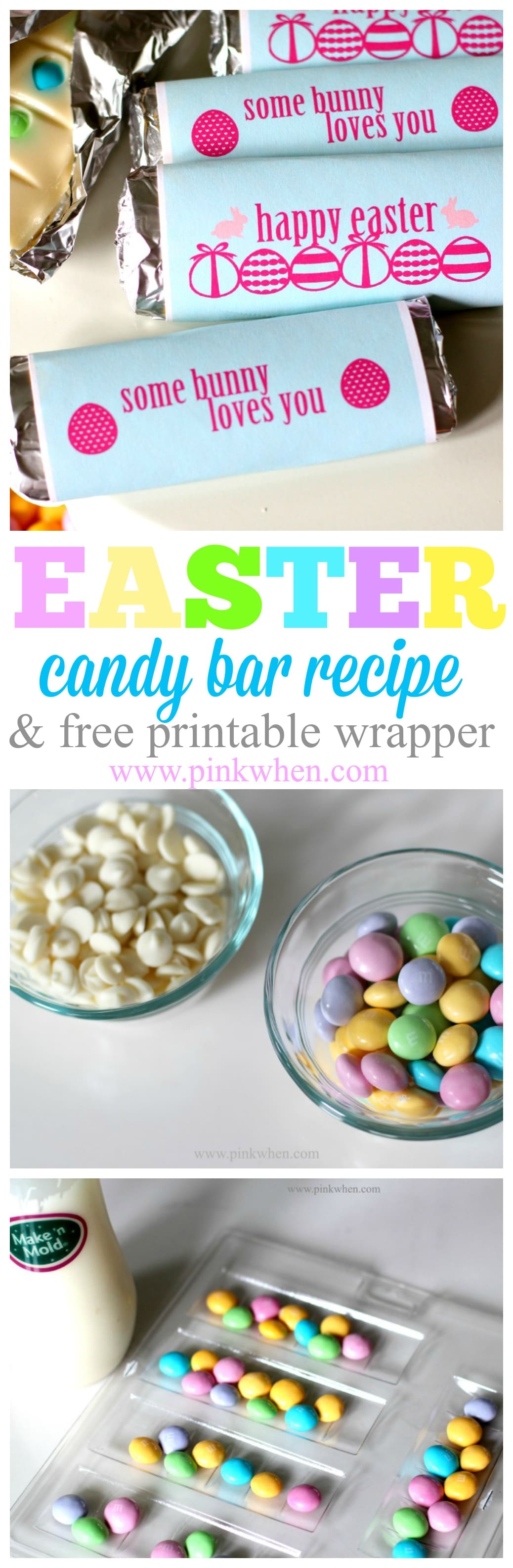 Easter Candy Bar Recipe and Printable Wrapper PinkWhen