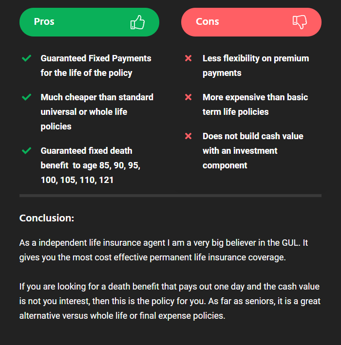 NonGuaranteed vs. Guaranteed Universal Life Insurance Pros And Cons