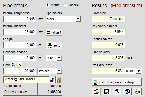 Pipe pressure drop calculator software