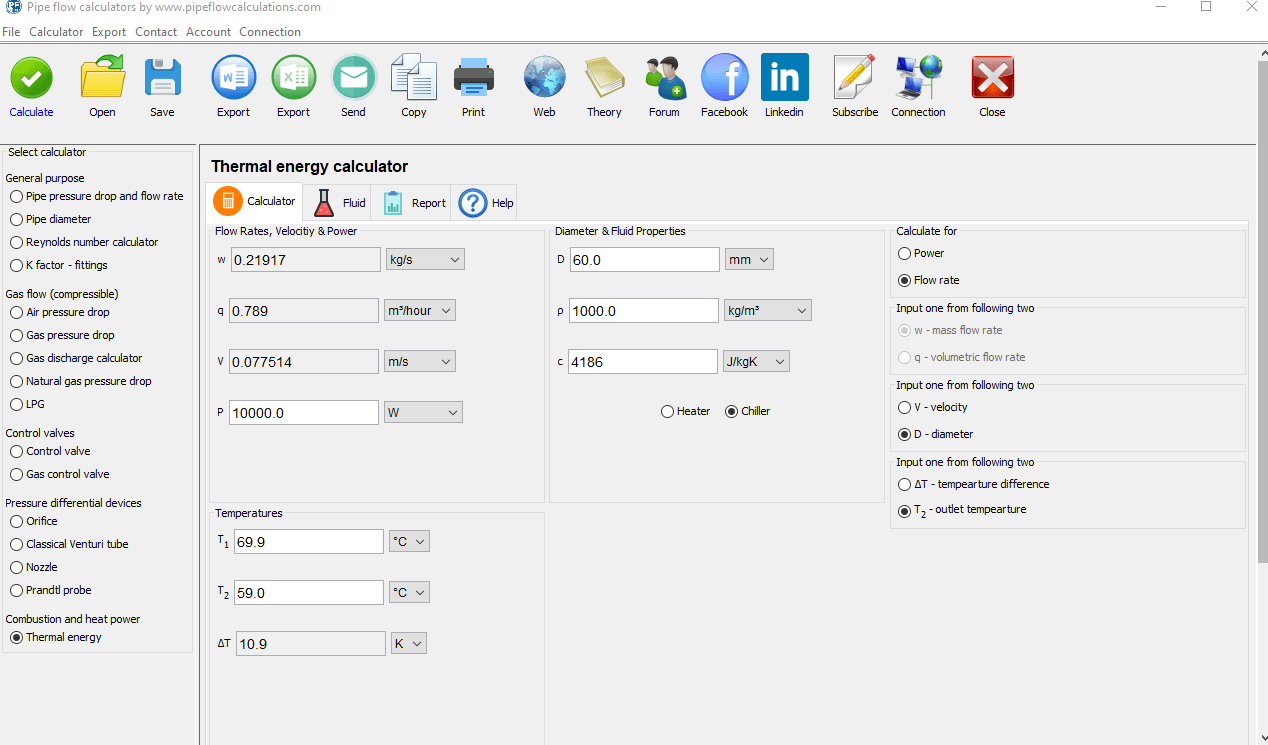 Heat power calculator
