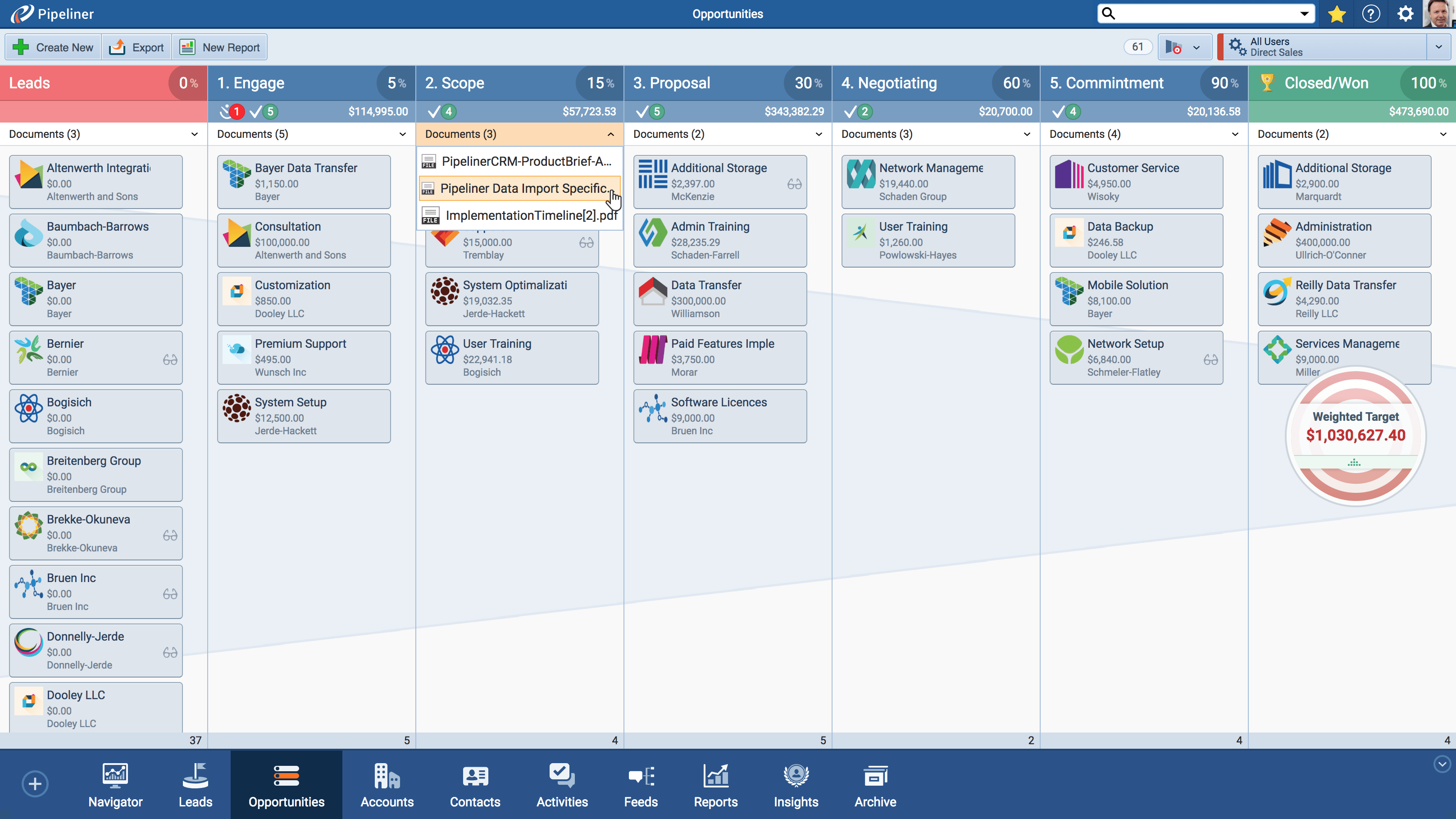 Share and Manage Sales Documents for Financial Services Pipeliner CRM