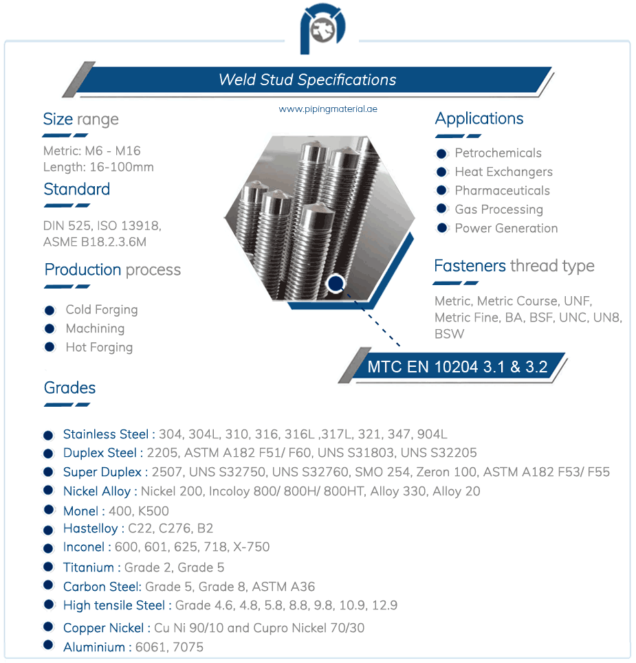 Weld studs shear studs threaded stud welder suppliers in UAE